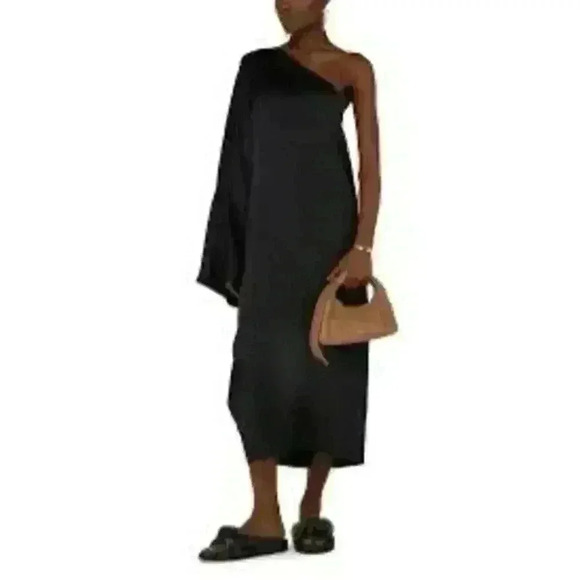NEW NWT Rowan One-Sleeve Silk Dress Black Retails $500 - Picture 4 of 9